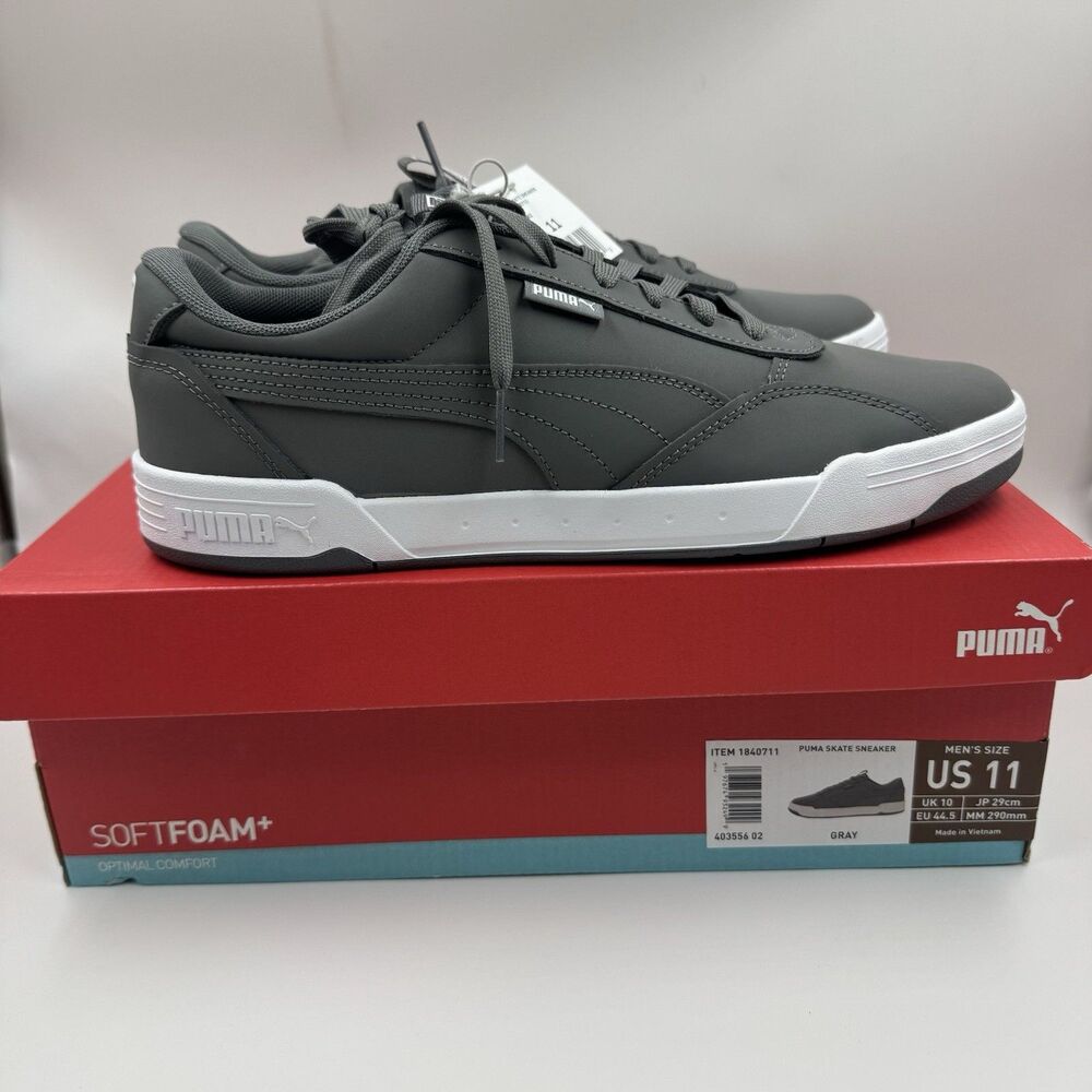 New PUMA Men's Size 11 Skate Sneakers Lace-up Court Shoes Gray NIB
